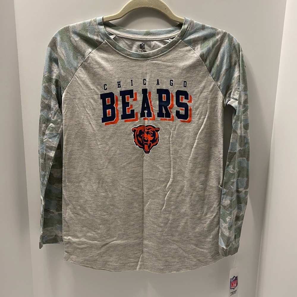 NFL Chicago Bears Football Girl’s Gray Camouflage Long-Sleeve Shirt